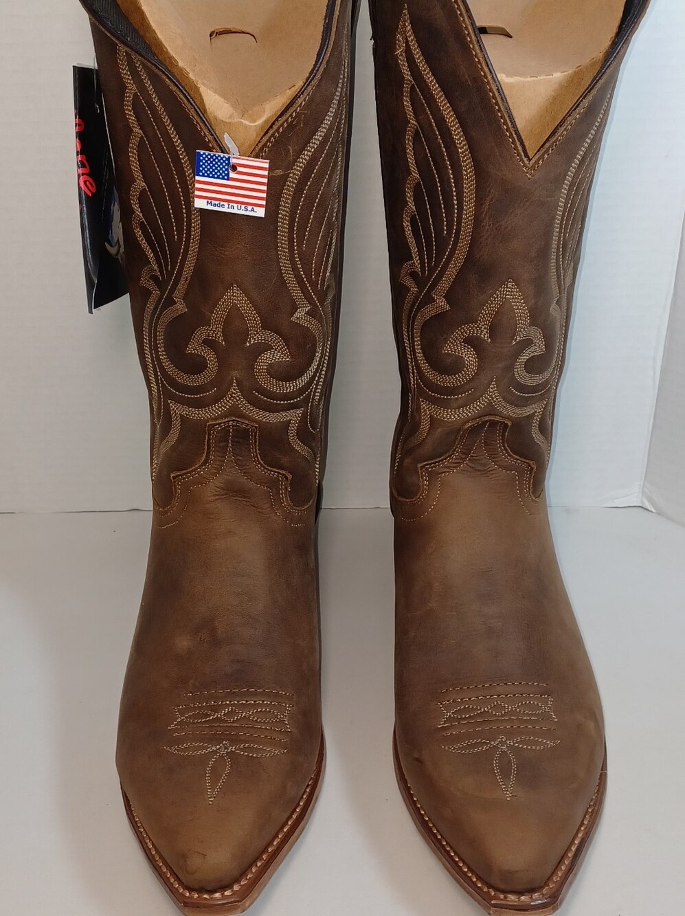 Abilene Classic Brown Western Cowboy Boots - Embroidered Shaft Air Ride System